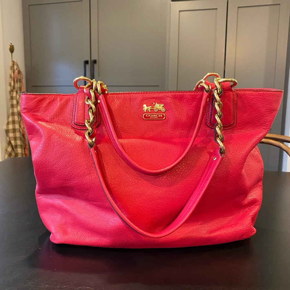 Coach Madison East West Tote in Pink Leather